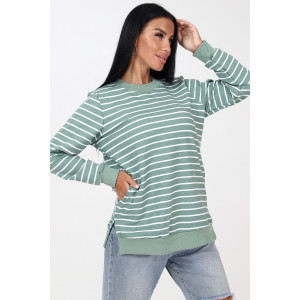 Джемпер женский "Полоса" ДФ-2304 футер (последний размер) оливка 48,56