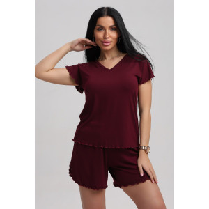 Пижама женская №375708 вискоза (р-ры: 54-70) бордовый Пижама женская №375708 вискоза (р-ры: 54-70) бордовый
