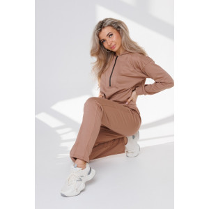 Костюм двойка женский №43065 трикотаж спортивный (р-ры: 44-54) светло-коричневый Костюм двойка женский №43065 трикотаж спортивный (р-ры: 44-54) светло-коричневый