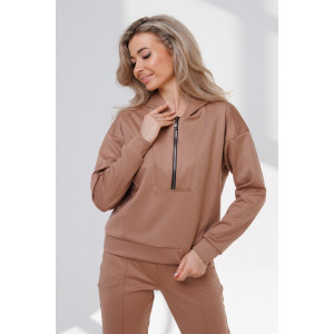 Костюм двойка женский №43065 трикотаж спортивный (р-ры: 44-54) светло-коричневый Костюм двойка женский №43065 трикотаж спортивный (р-ры: 44-54) светло-коричневый