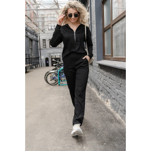 Костюм двойка женский №43065 трикотаж спортивный (р-ры: 44-54) черный Костюм двойка женский №43065 трикотаж спортивный (р-ры: 44-54) черный