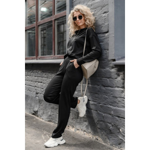 Костюм двойка женский №43065 трикотаж спортивный (р-ры: 44-54) черный Костюм двойка женский №43065 трикотаж спортивный (р-ры: 44-54) черный