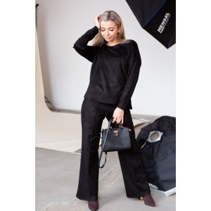 Костюм двойка женский №43043 эко-замша (р-ры: 44-54) черный Костюм двойка женский №43043 эко-замша (р-ры: 44-54) черный