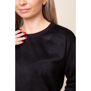 Костюм двойка женский №43043 эко-замша (р-ры: 44-54) черный Костюм двойка женский №43043 эко-замша (р-ры: 44-54) черный