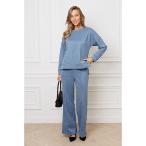 Костюм двойка женский №43043 эко-замша (р-ры: 44-54) синий Костюм двойка женский №43043 эко-замша (р-ры: 44-54) синий