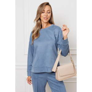 Костюм двойка женский №43043 эко-замша (р-ры: 44-54) синий Костюм двойка женский №43043 эко-замша (р-ры: 44-54) синий