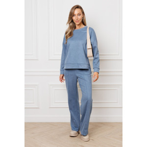 Костюм двойка женский №43043 эко-замша (р-ры: 44-54) синий Костюм двойка женский №43043 эко-замша (р-ры: 44-54) синий