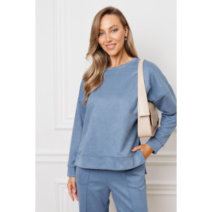 Костюм двойка женский №43043 эко-замша (р-ры: 44-54) синий Костюм двойка женский №43043 эко-замша (р-ры: 44-54) синий