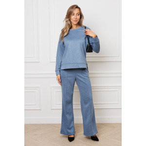 Костюм двойка женский №43043 эко-замша (р-ры: 44-54) синий Костюм двойка женский №43043 эко-замша (р-ры: 44-54) синий