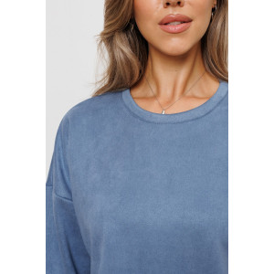 Костюм двойка женский №43043 эко-замша (р-ры: 44-54) синий Костюм двойка женский №43043 эко-замша (р-ры: 44-54) синий