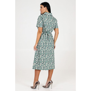 Платье женское "Бабушка" ПлК-241 кулирка (последний размер) белые цветочки на оливковом 56