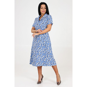 Платье женское "Бабушка" ПлК-241 кулирка (последний размер) белые цветочки на голубом 56