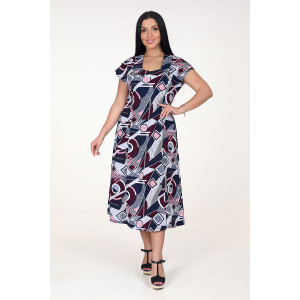 Платье женское "Рамка" ПлК-623 кулирка (последний размер) геометрия бордо 48