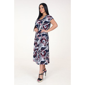 Платье женское "Рамка" ПлК-623 кулирка (последний размер) геометрия бордо 48