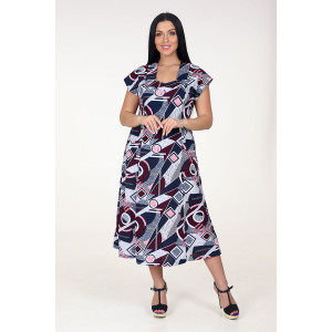 Платье женское "Рамка" ПлК-623 кулирка (последний размер) геометрия бордо 48