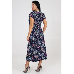 Платье женское "Рамка" ПлК-623 кулирка (последний размер) ленточки на джинсе 52