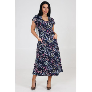 Платье женское "Рамка" ПлК-623 кулирка (последний размер) ленточки на джинсе 52