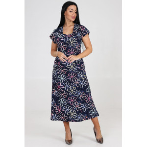 Платье женское "Рамка" ПлК-623 кулирка (последний размер) ленточки на джинсе 52