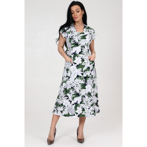 Платье женское "Рамка" ПлК-623 кулирка (последний размер) серо-зеленый папоротник 54,60