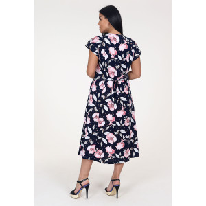 Платье женское "Рамка" ПлК-623 кулирка (последний размер) крупные пионы 50,54,56,60,62