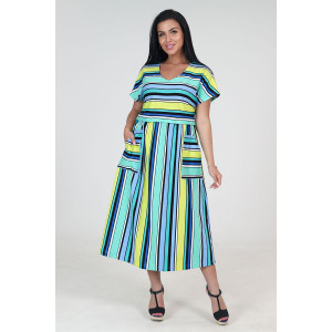Платье женское "Настроение" ПлК-44 кулирка (последний размер) ментол широкая полоса 48