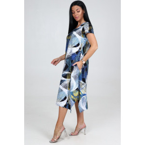 Платье женское "Волна" ПлК-458 кулирка (последний размер) паутина голуб. 60