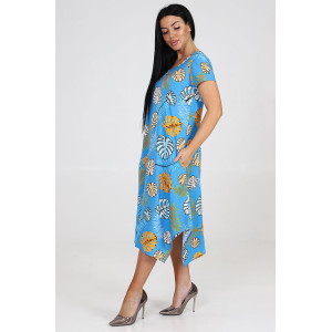 Платье женское "Волна" ПлК-458 кулирка (последний размер) оранж на голубом 48 Платье женское "Волна" ПлК-458 кулирка (последний размер) оранж на голубом 48