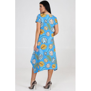 Платье женское "Волна" ПлК-458 кулирка (последний размер) оранж на голубом 48 Платье женское "Волна" ПлК-458 кулирка (последний размер) оранж на голубом 48