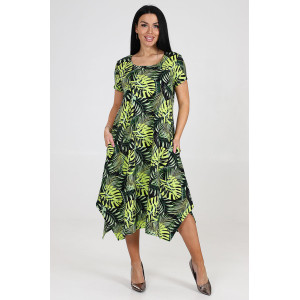 Платье женское "Волна" ПлК-458 кулирка (последний размер) монстера неон 56,60 Платье женское "Волна" ПлК-458 кулирка (последний размер) монстера неон 56,60