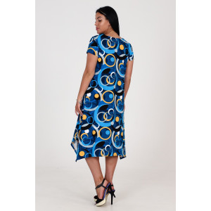 Платье женское "Волна" ПлК-458 кулирка (последний размер) желтые круги на синем 48,54 Платье женское "Волна" ПлК-458 кулирка (последний размер) желтые круги на синем 48,54