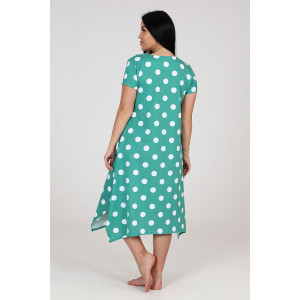Платье женское "Волна" ПлК-458 кулирка (последний размер) белый горох на зеленом 58