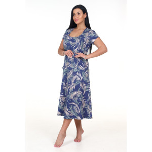 Платье женское "Вера" ПлК-417 кулирка (последний размер) папорот.на синем 50