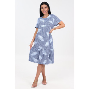 Платье женское "Алёна" ПлК-2582 хлопок (последний размер) перышки на полосе 58 Платье женское "Алёна" ПлК-2582 хлопок (последний размер) перышки на полосе 58