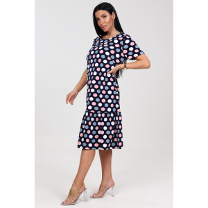 Платье женское "Алёна" ПлК-2582 хлопок (последний размер) горохи серо-роз. 50