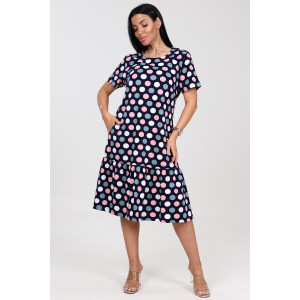 Платье женское "Алёна" ПлК-2582 хлопок (последний размер) горохи серо-роз. 50