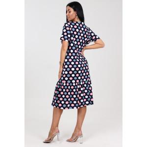 Платье женское "Алёна" ПлК-2582 хлопок (последний размер) горохи серо-роз. 50