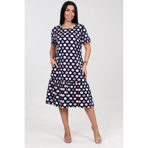 Платье женское "Алёна" ПлК-2582 хлопок (последний размер) горохи серо-роз. 50