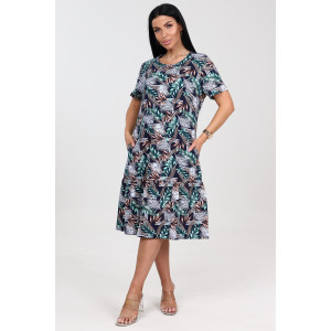 Платье женское "Алёна" ПлК-2582 хлопок (последний размер) зел.-кор.колос 56