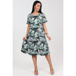 Платье женское "Алёна" ПлК-2582 хлопок (последний размер) треуг.в водорослях 54,58 Платье женское "Алёна" ПлК-2582 хлопок (последний размер) треуг.в водорослях 54,58