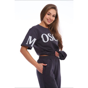 Костюм двойка женский A/005 "Moscow" футер 2-х нитка (последний размер) серый 56