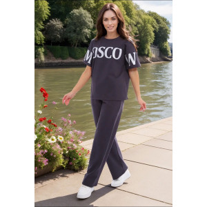 Костюм двойка женский A/005 "Moscow" футер 2-х нитка (последний размер) серый 56