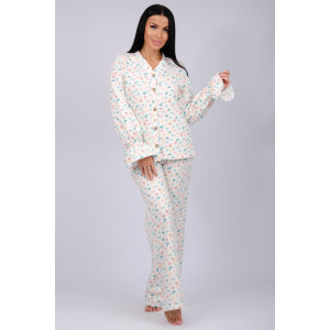 Пижама женская "Романтика 2" футер 2-х нитка с начёсом (последний размер) мелкие разноцветные сердечки 50,52