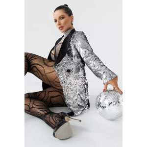 Пиджак женский КР-011ТР туран (последний размер) черный-серебряный 44