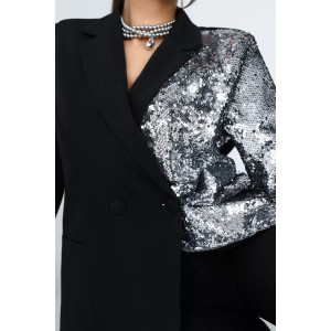 Пиджак женский КР-011ТР туран (последний размер) черный-серебряный 44