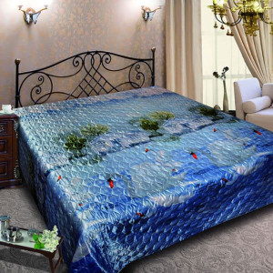 Покрывало "Шелк" РТ искусственный шелк+спанбонд 663 "Лебединое озеро" (последний размер) 200х220