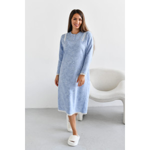 Сорочка женская "Нина" М-74Н футер с начесом (р-ры: 44-62) голубой