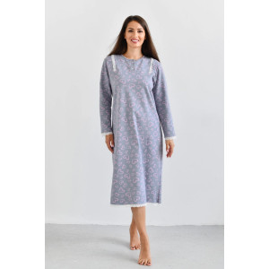 Сорочка женская "Нина" М-74Н футер с начесом (р-ры: 44-62) серый