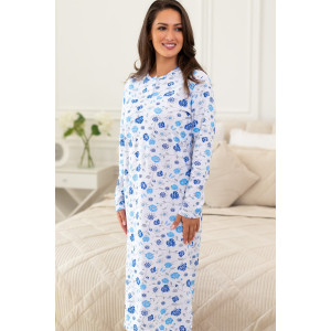 Сорочка женская "Нина" М-74Н футер с начесом (р-ры: 44-62) белый