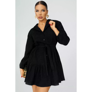 Платье-рубашка женское ПЛ-142ВВТ/ЧЕР вельвет (последний размер) черный 48