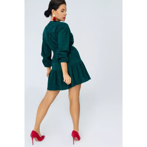 Платье-рубашка женское ПЛ-142ВВТ/ИЗУ вельвет (последний размер) изумруд 50